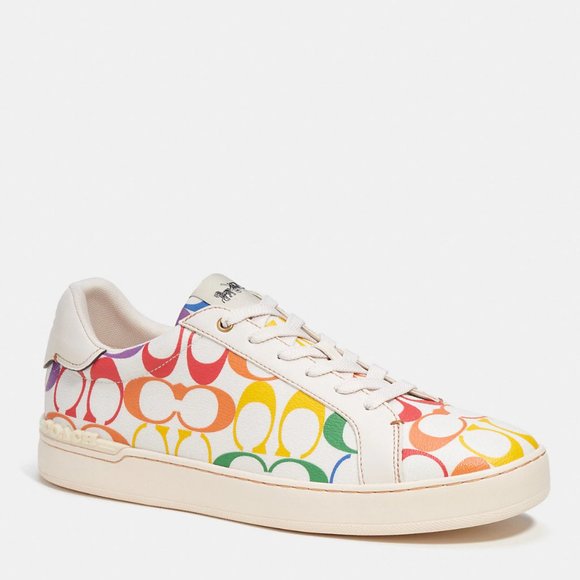 🌈 Coach Clip Low Top Sneaker In Rainbow Signature Canvas - Picture 2 of 16